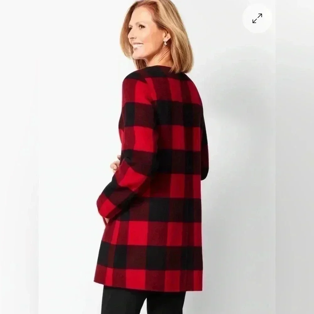 TALBOTS BUFFALO PLAID DOUBLE-FACE TOPPER COAT JACKET‎ Sz M